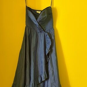 RARE Vintage Albert Capraro 1970s Blue Ruffle Dress